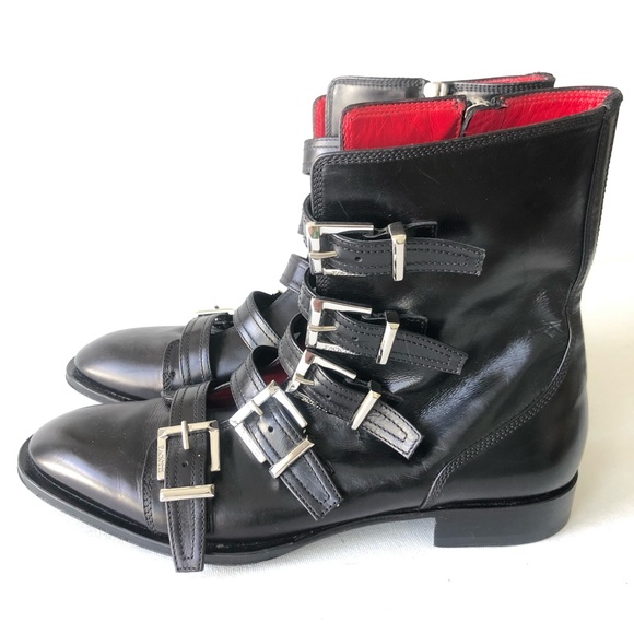Cesare Paciotti Black Leather Buckle zip up Boots size 38 - Picture 1 of 9